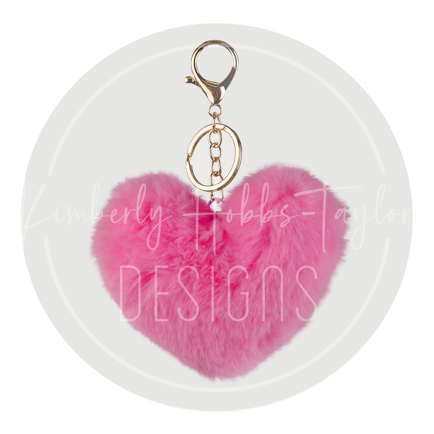 Fuzzy Heart Keychain with Hardware