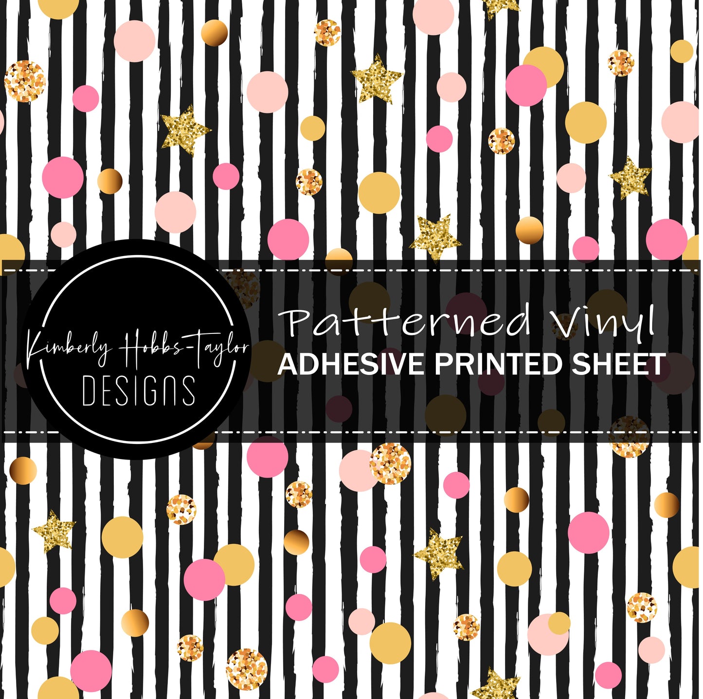 Pink Gold Dottie Stripes vinyl