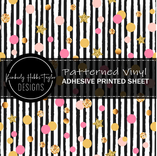 Pink Gold Dottie Stripes vinyl
