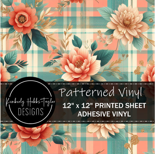 Coral and Teal Florals C - KHobbs Exclusive vinyl