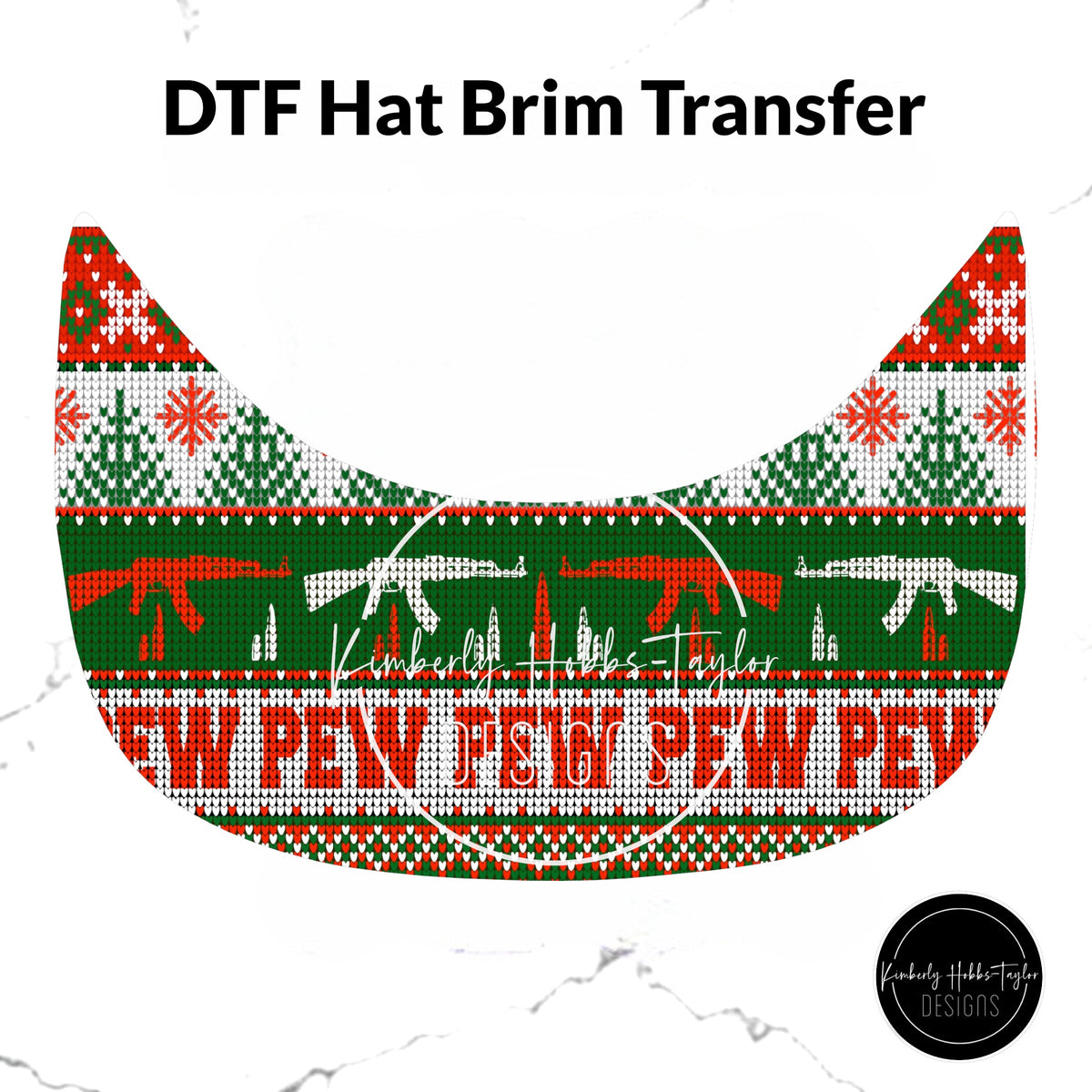 DTF Hat Brim Transfer - Ugly Sweater Pew Pew