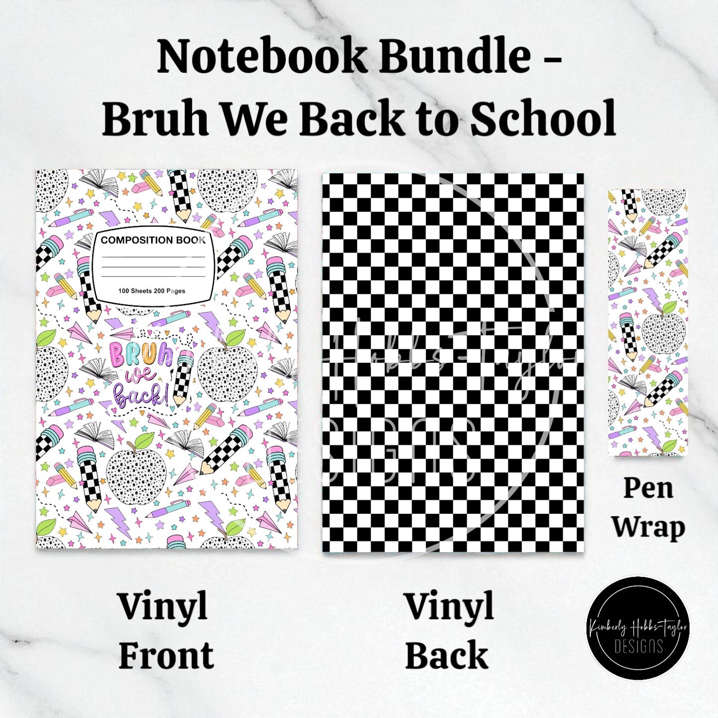 Composition Notebook Cover + Pen Wrap Bundle - Choose Your Vinyl Option