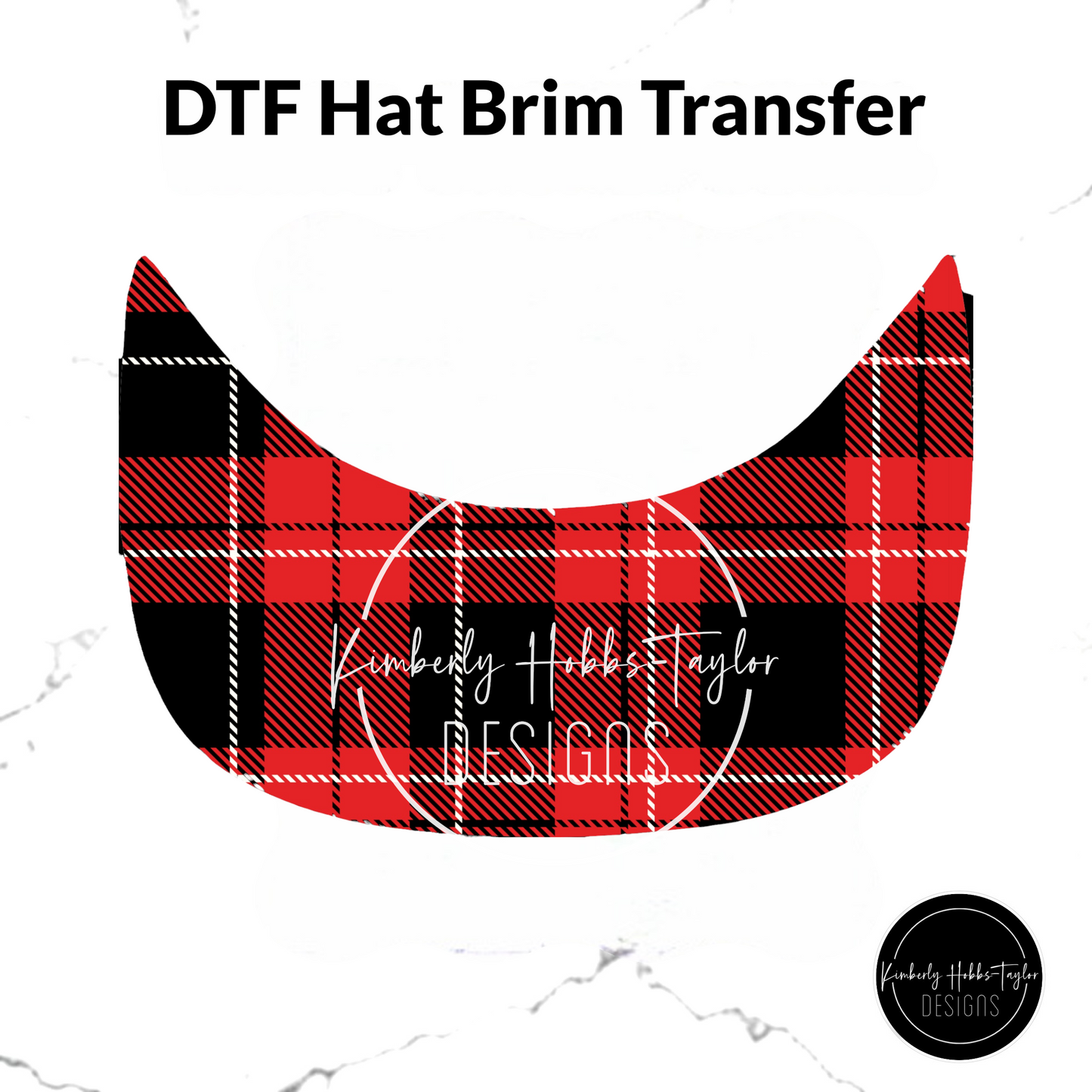 DTF Hat Brim Transfer - Black Red Plaid