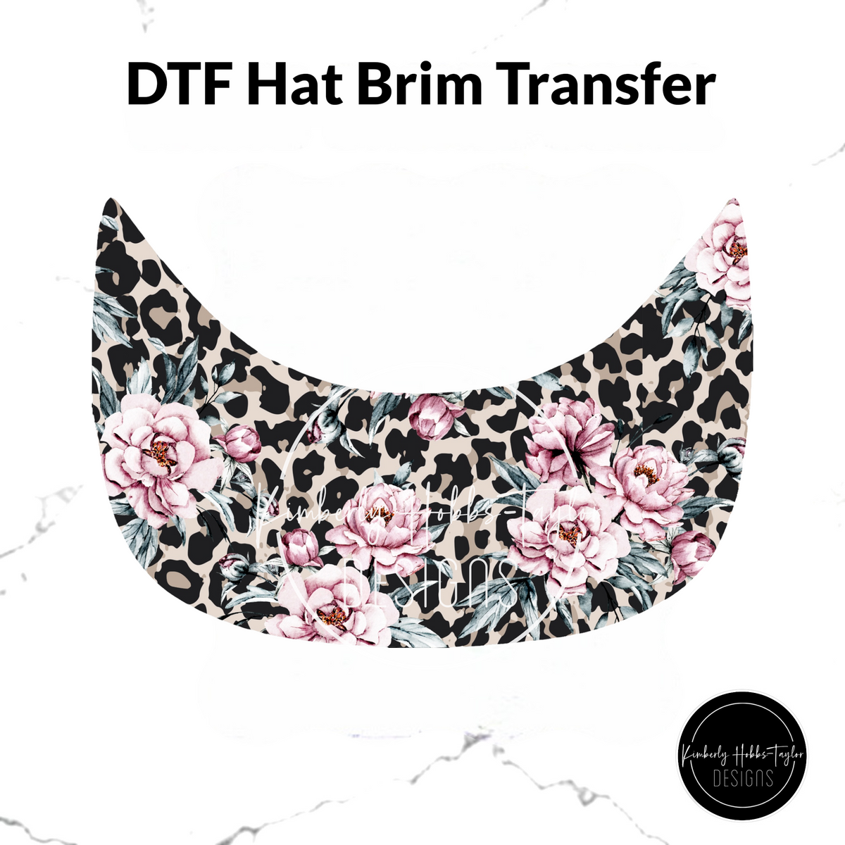 DTF Hat Brim Transfer - Floral Leopard Mashup