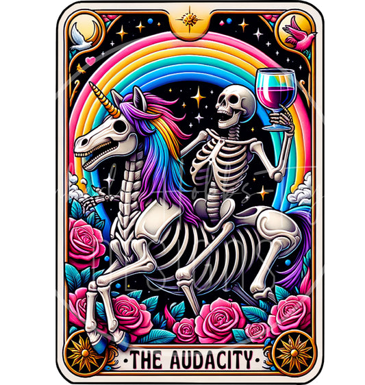Audacity Skeleton Riding Unicorn decal