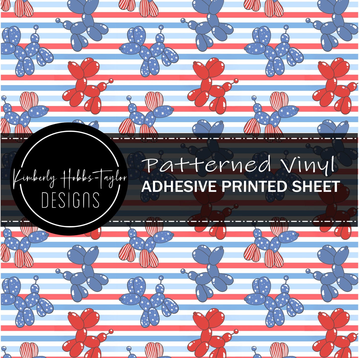 Red White Blue Striped Balloon Dogs vinyl