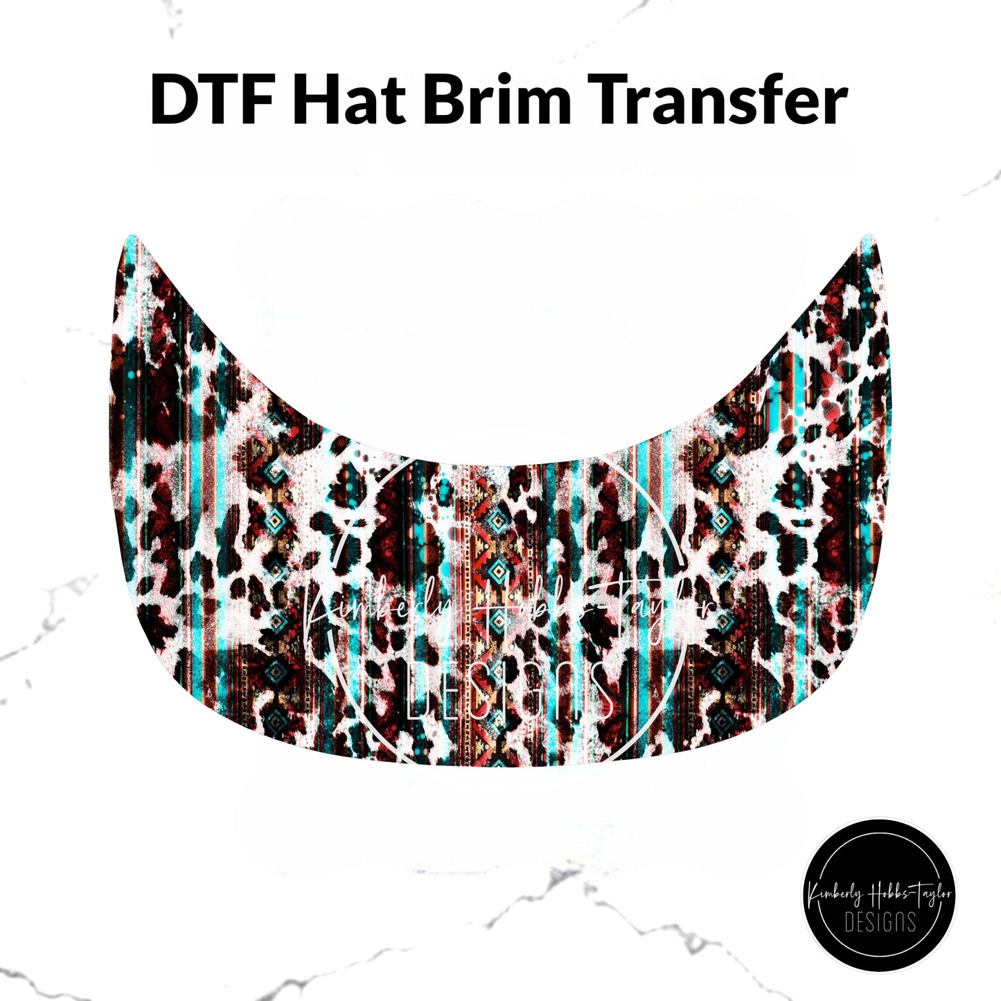 DTF Hat Brim Transfer - Aztec Cowhide