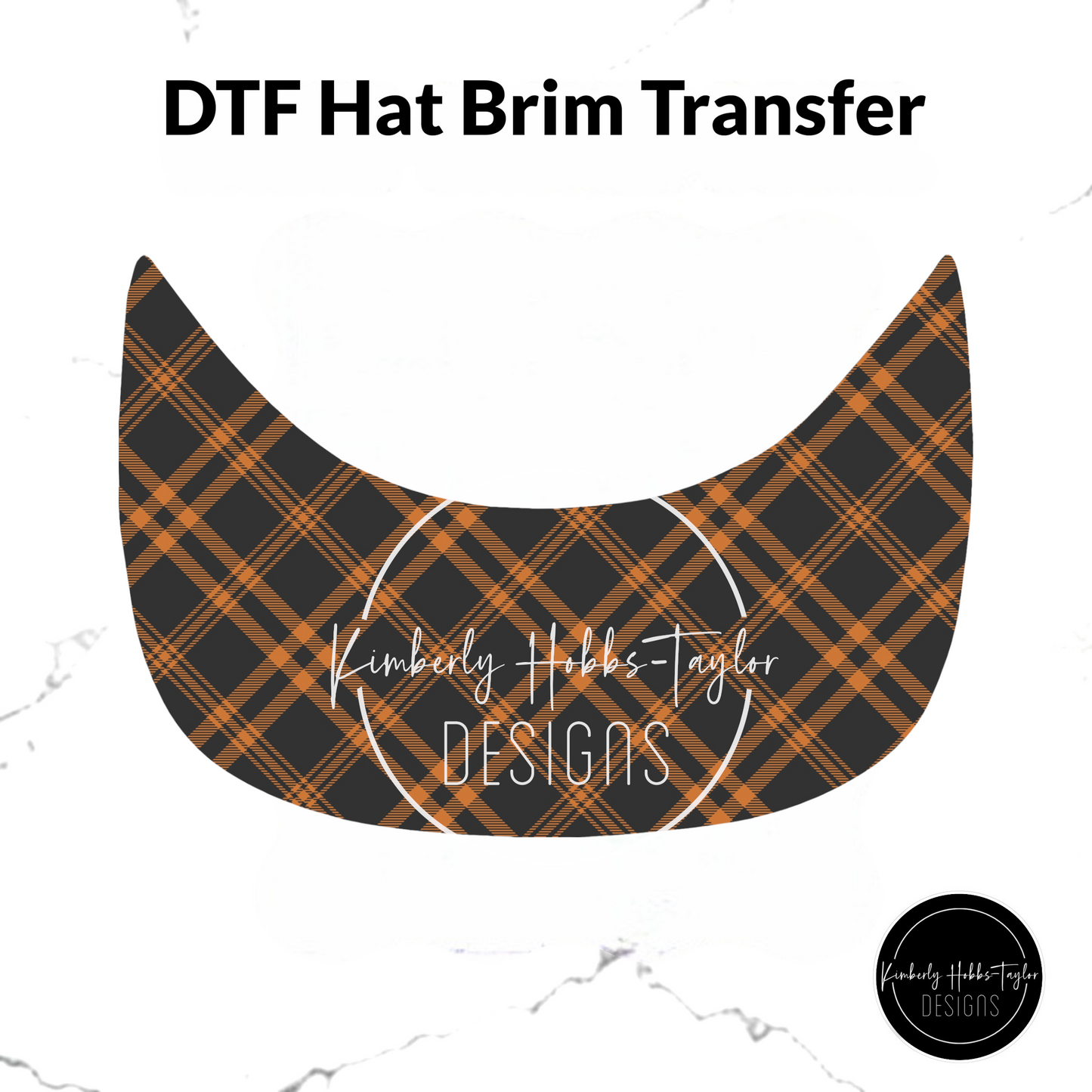 DTF Hat Brim Transfer - Black Orange Plaid
