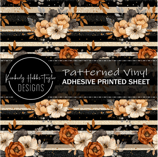 Orange Gray Floral vinyl
