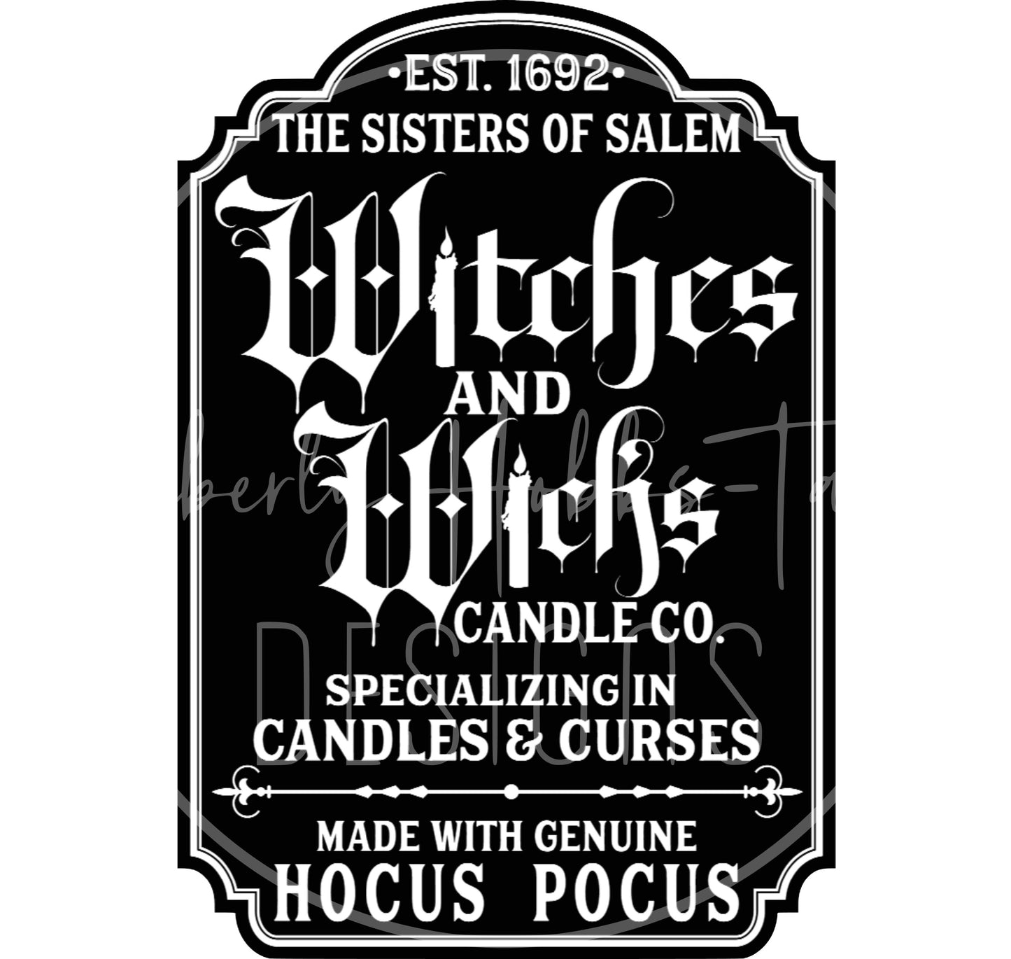 Witches and Wicks Decal - Black version