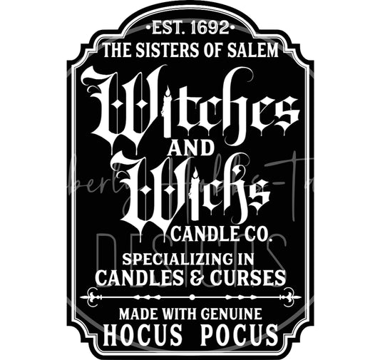Witches and Wicks Decal - Black version