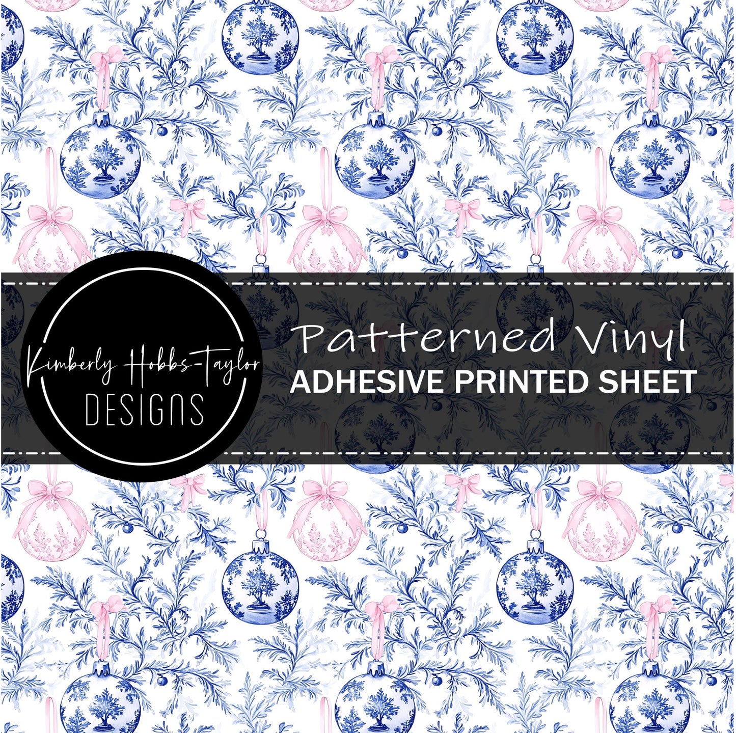 Pink Blue Chinoiserie Christmas F vinyl