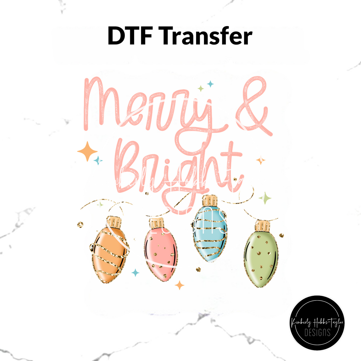 DTF Hat Transfer - Merry and Bright Lights - Pastel