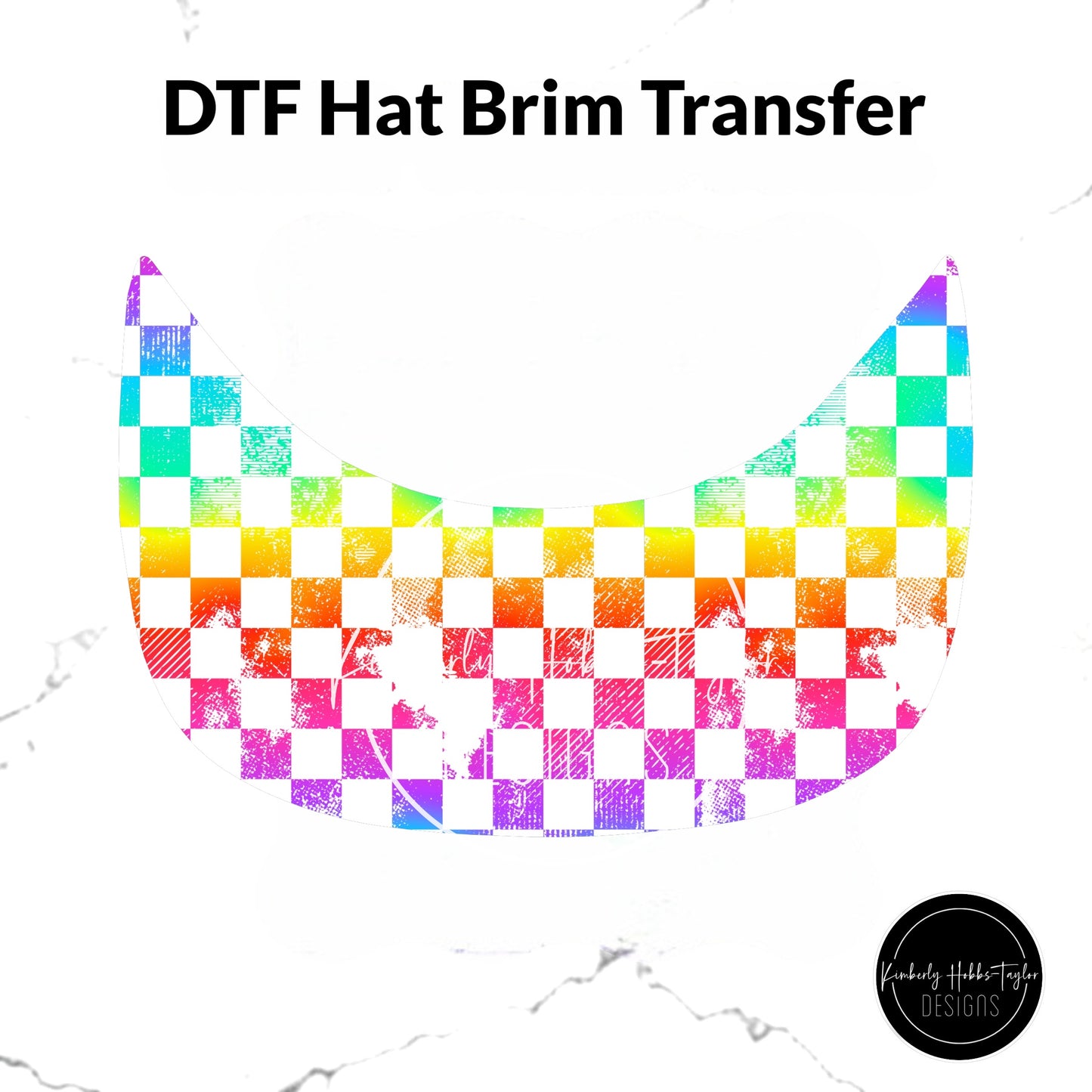 DTF Hat Brim Transfer - Checkerboard Grunge Light