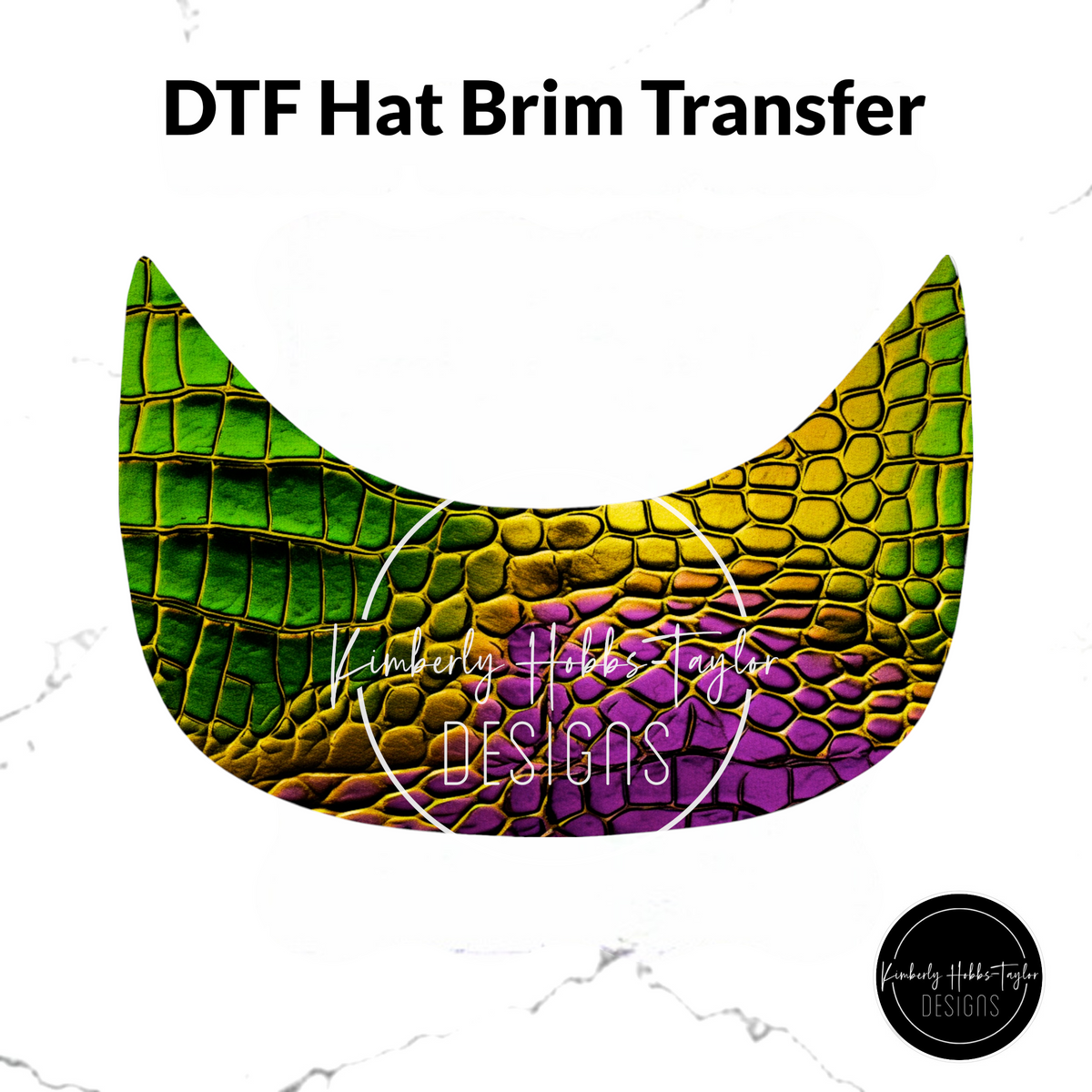 DTF Hat Brim Transfer - Alligator Mardi Gras