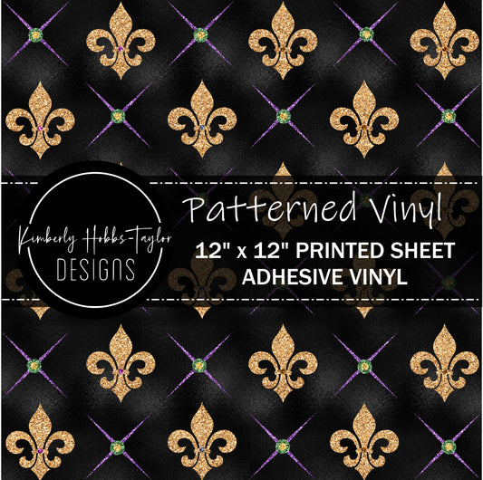 Mardi Gras - Black Gold Fleur De Lis vinyl