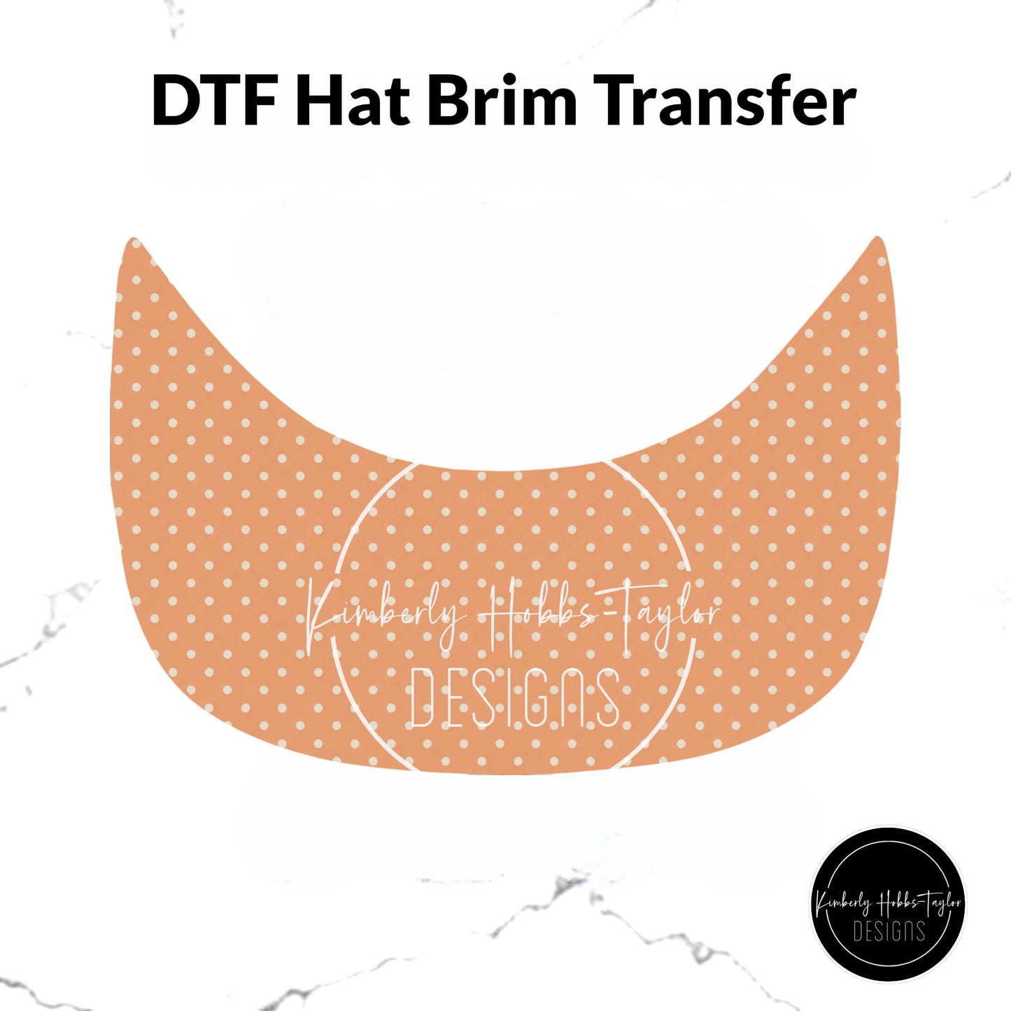 DTF Hat Brim Transfer - Peach Polka Dot