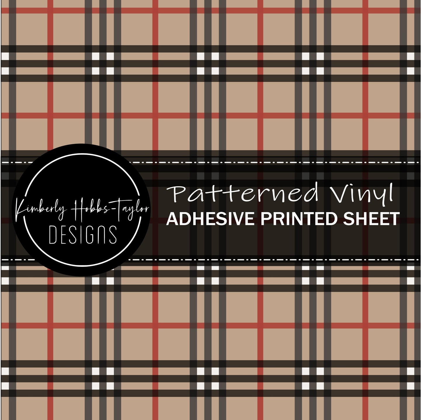 Black Red Tan Tartan Plaid vinyl