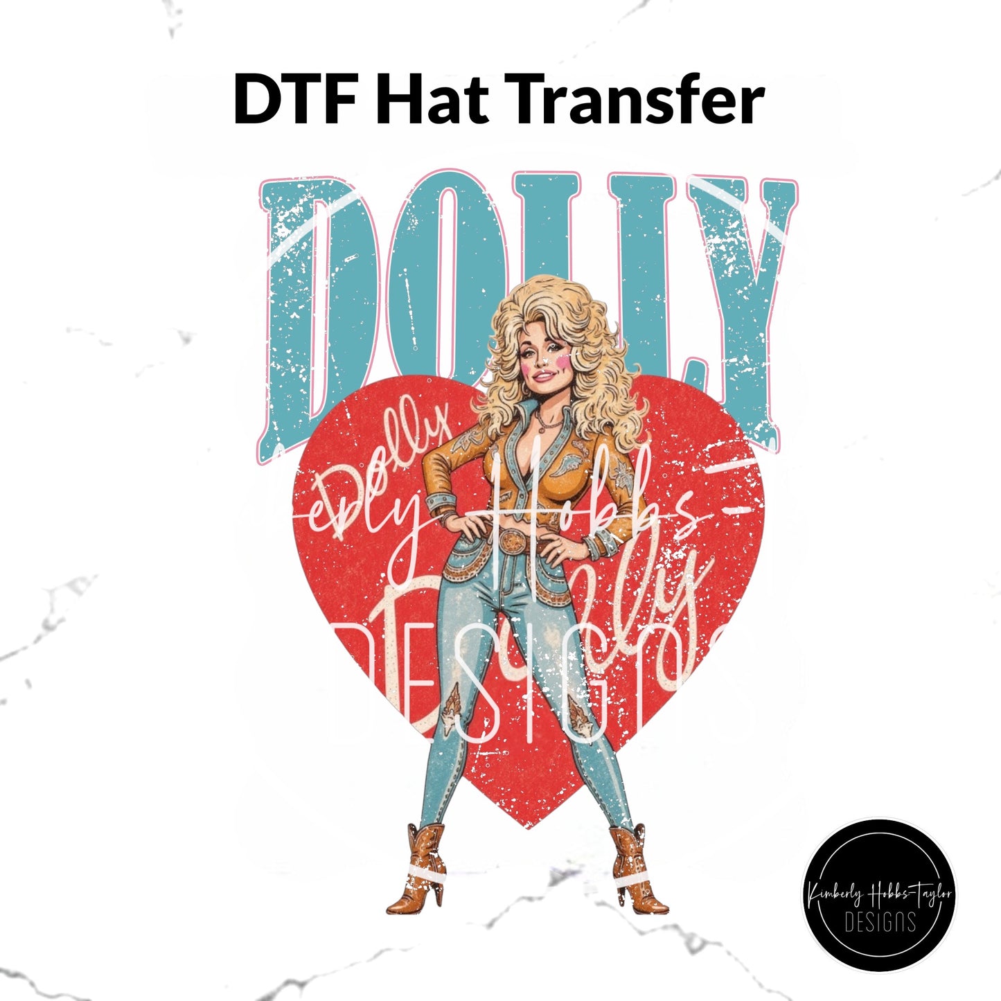 DTF Hat Transfer - Dolly Heart