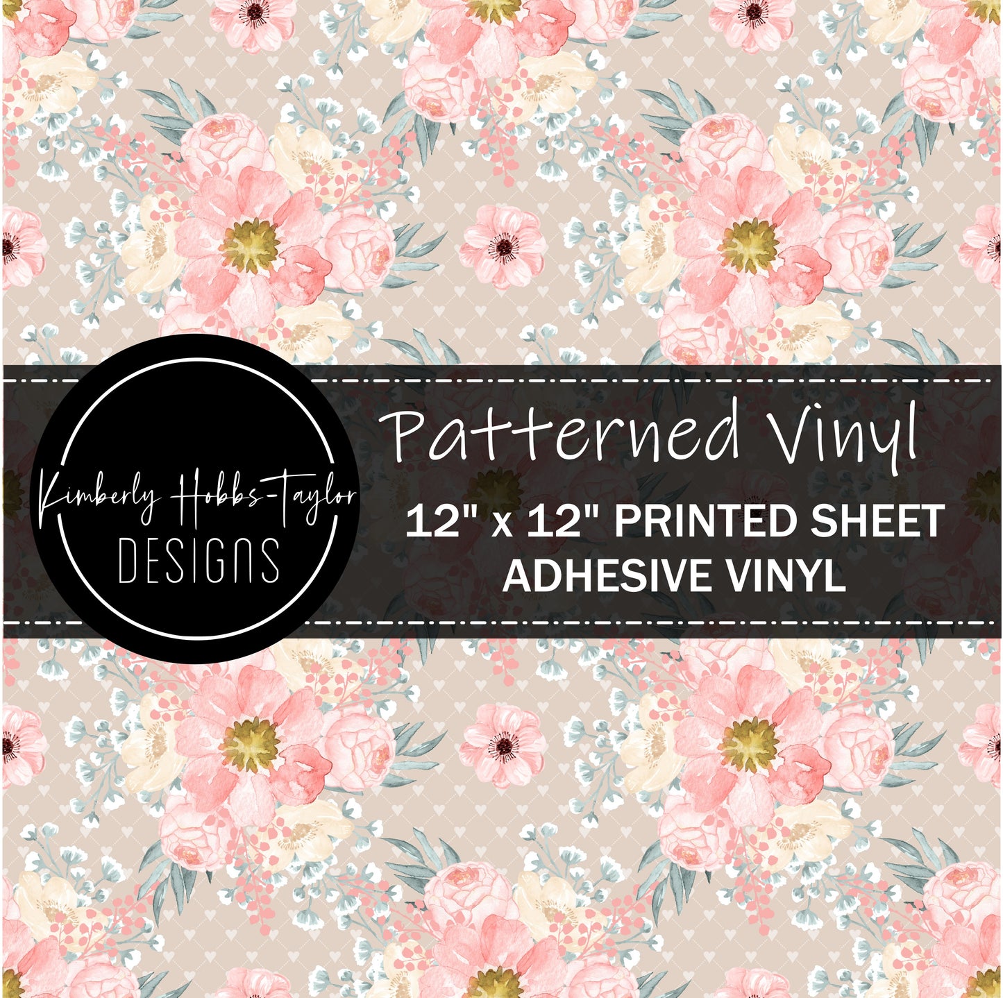 Pastel Floral Hearts vinyl