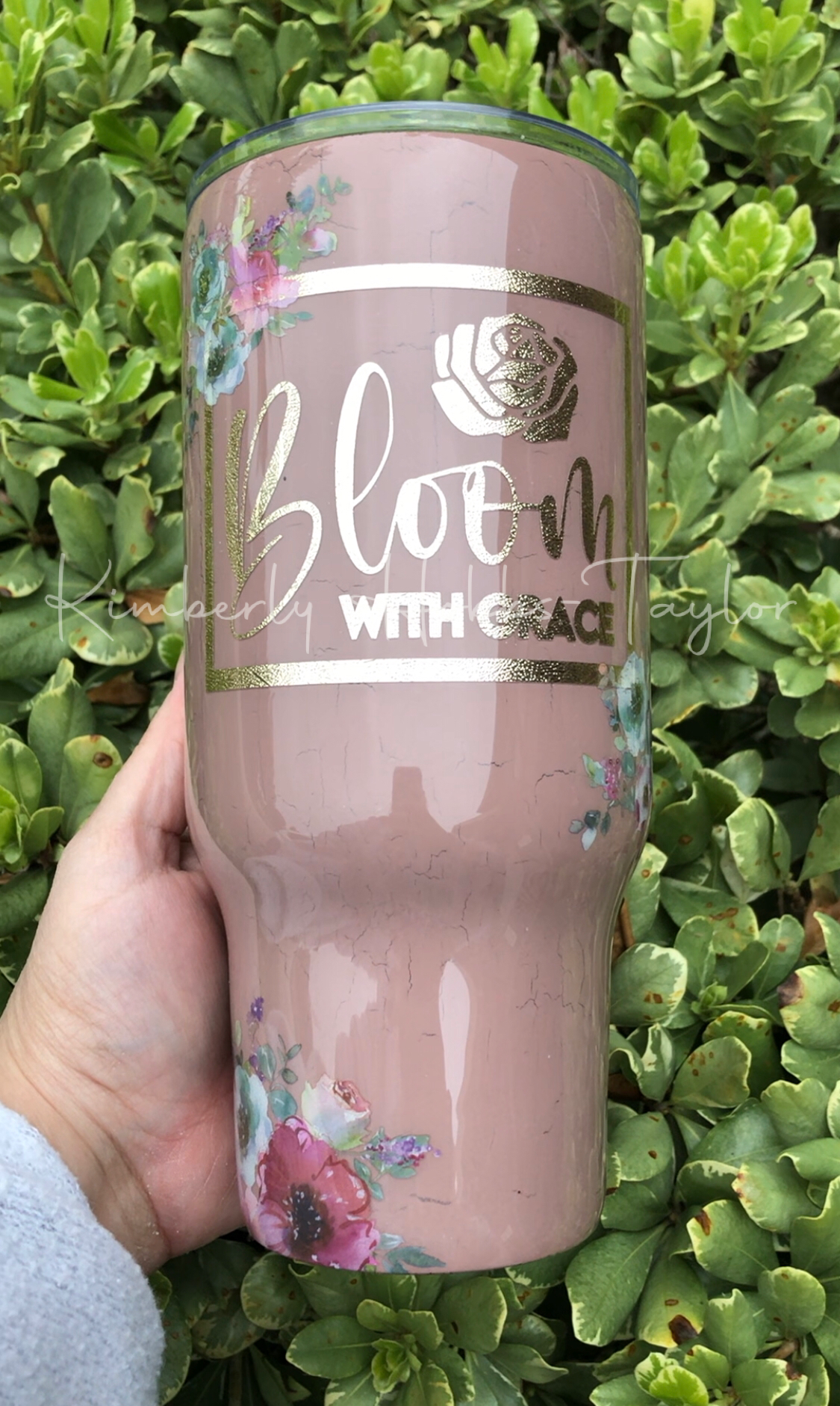 Bloom with Grace Floral tumbler Blush version - 32oz