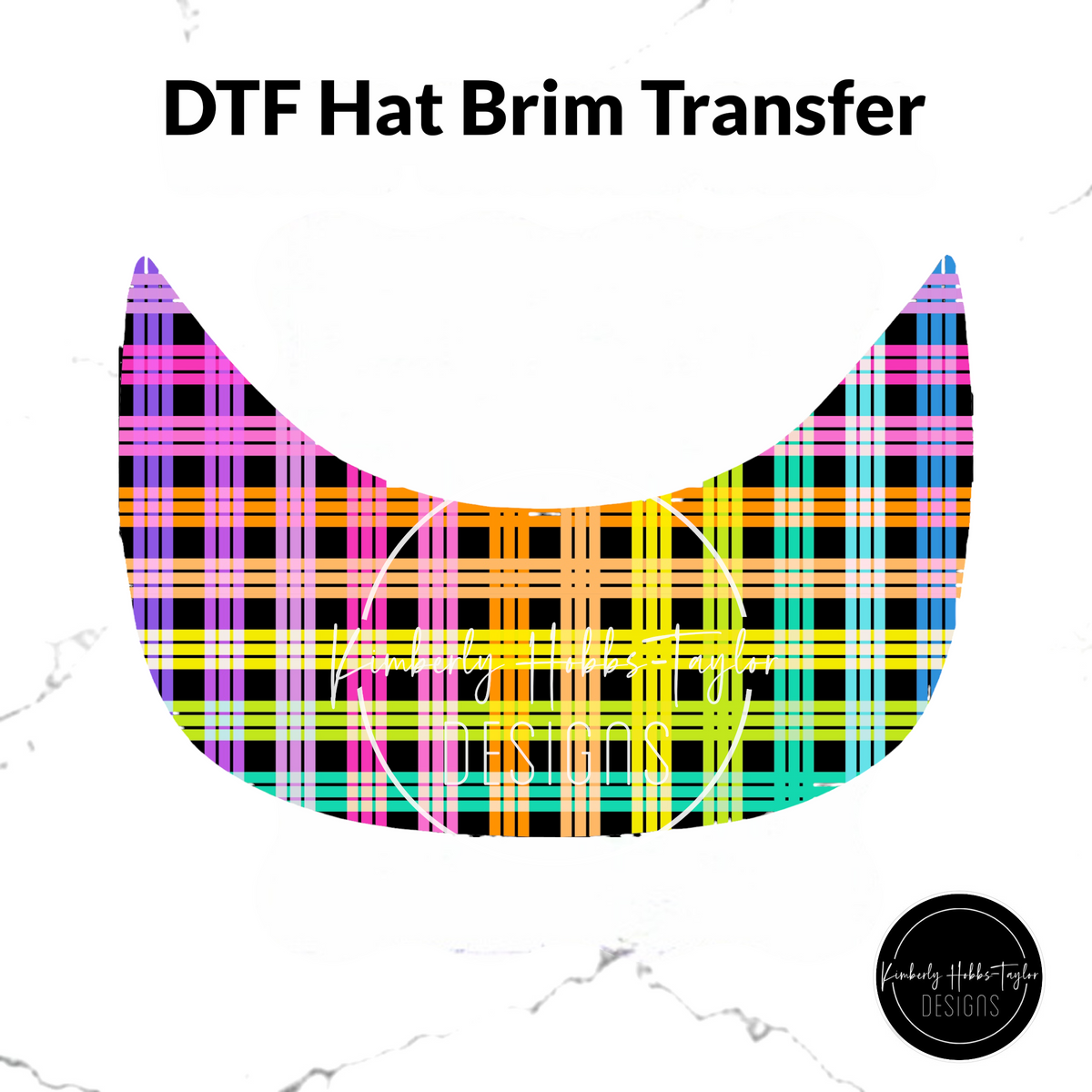 DTF Hat Brim Transfer - Bright Plaid