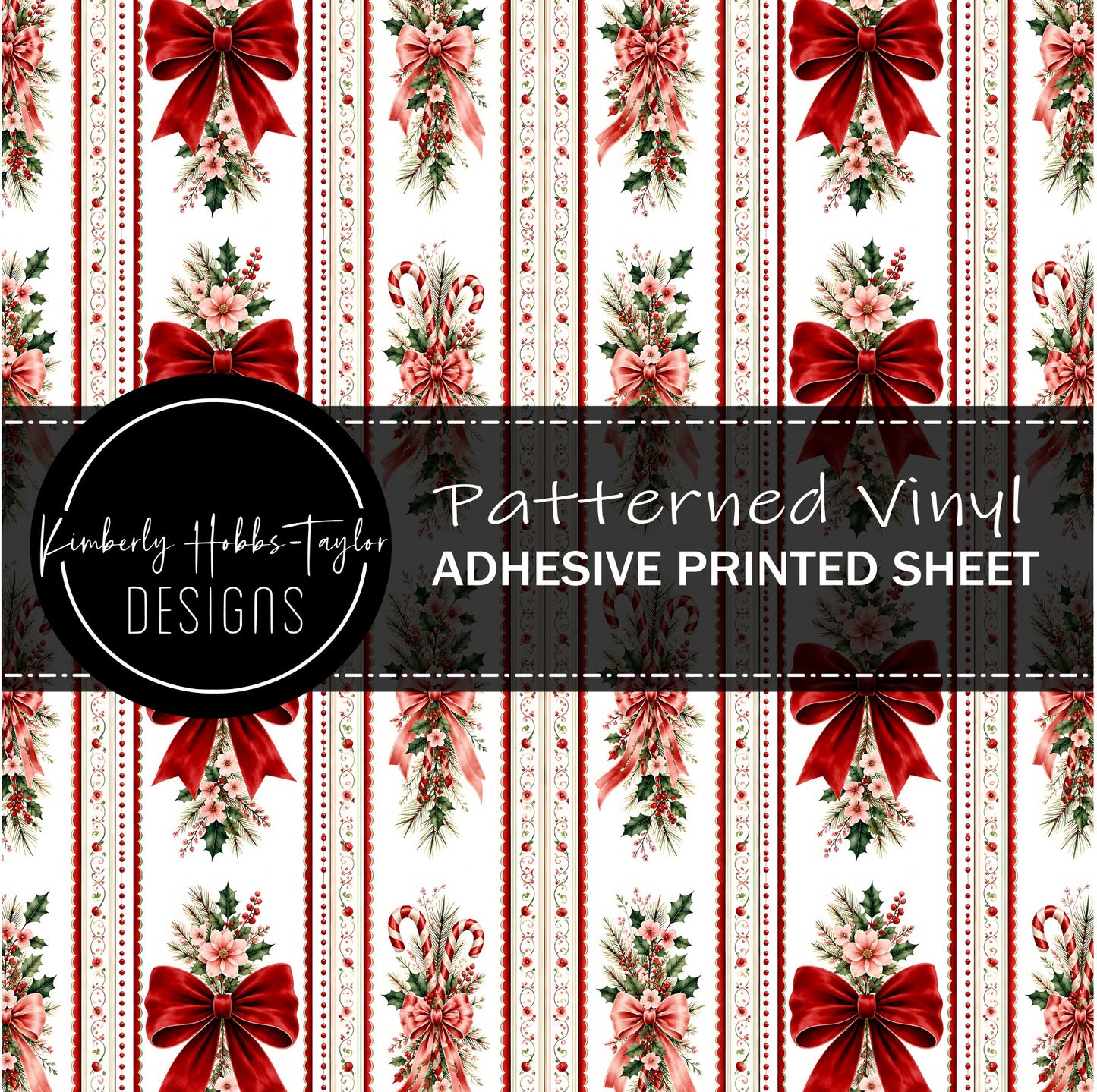 Christmas Bow Stripes - Adhesive vinyl