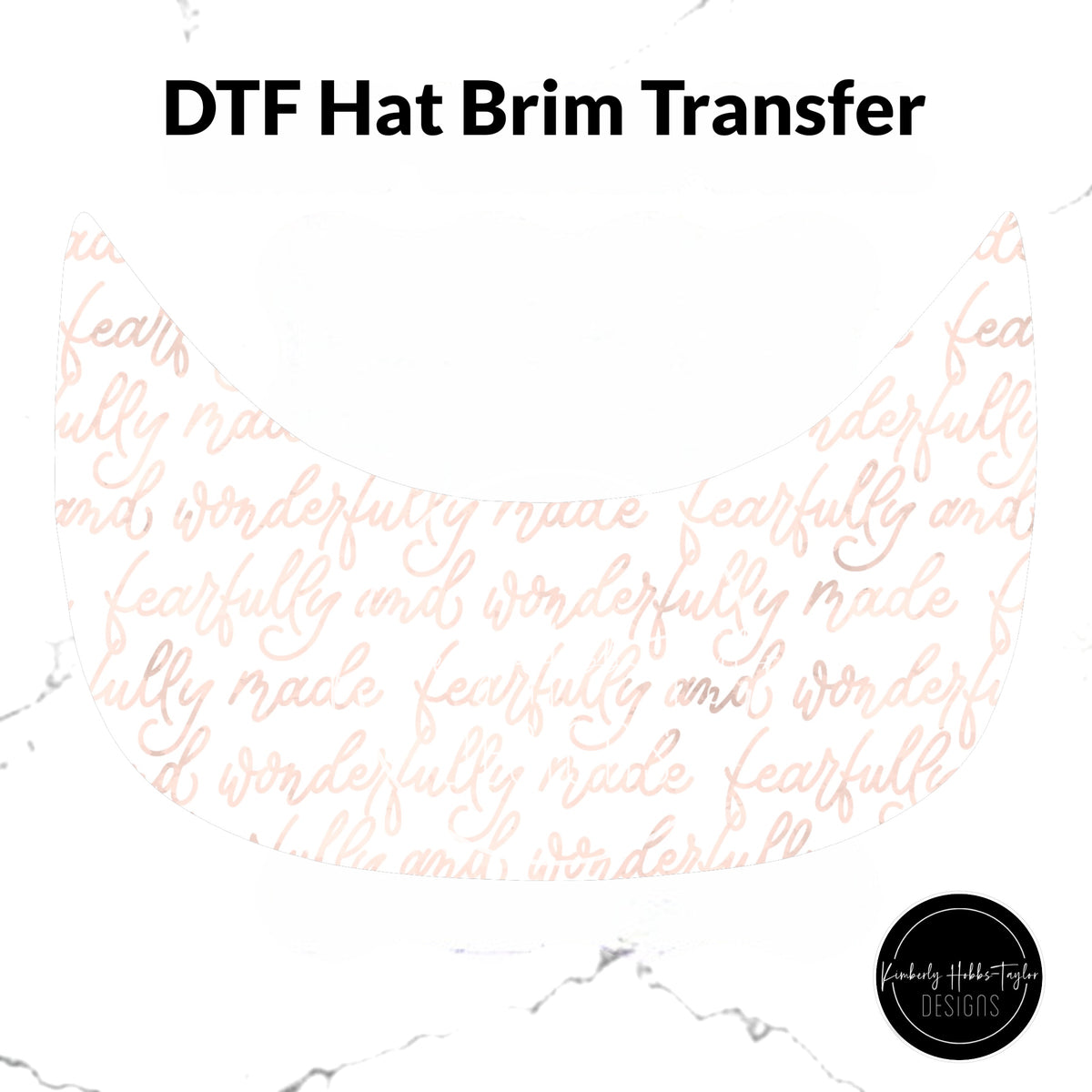 DTF Hat Brim Transfer - Fearfully Made - Peach