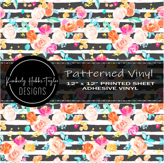 Bright Floral Stripes vinyl