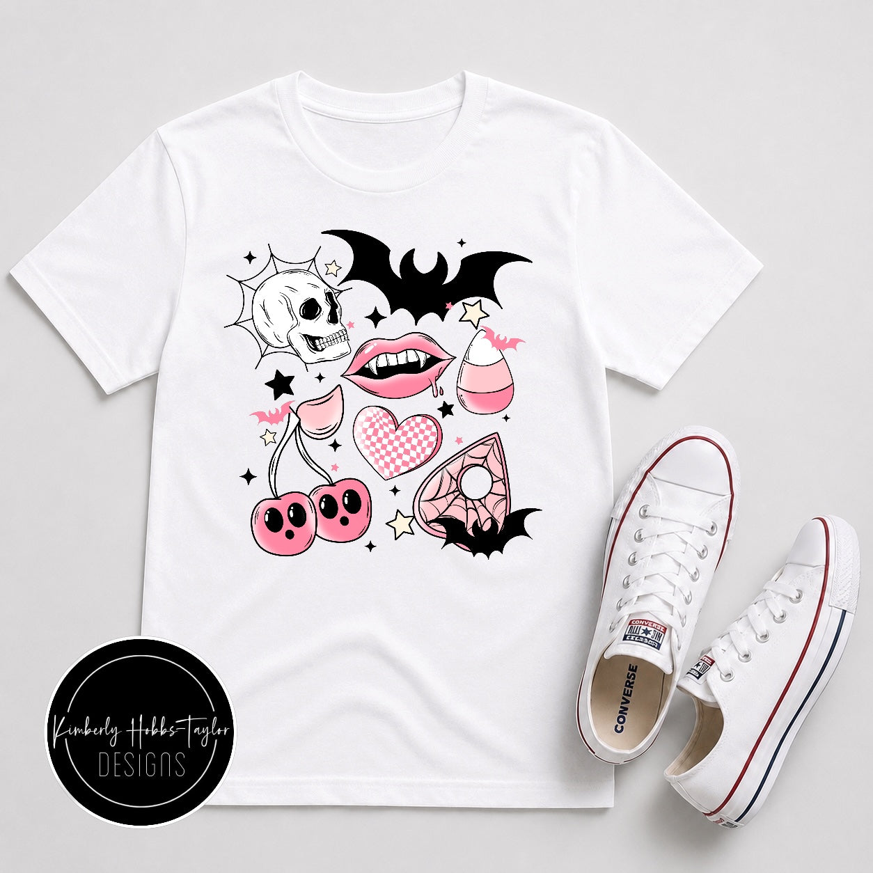 DTF Shirt Transfer - Pink Spooky Doodles