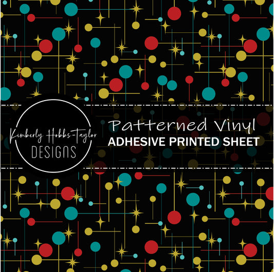 Retro Christmas Circles and Lines - Red vinyl