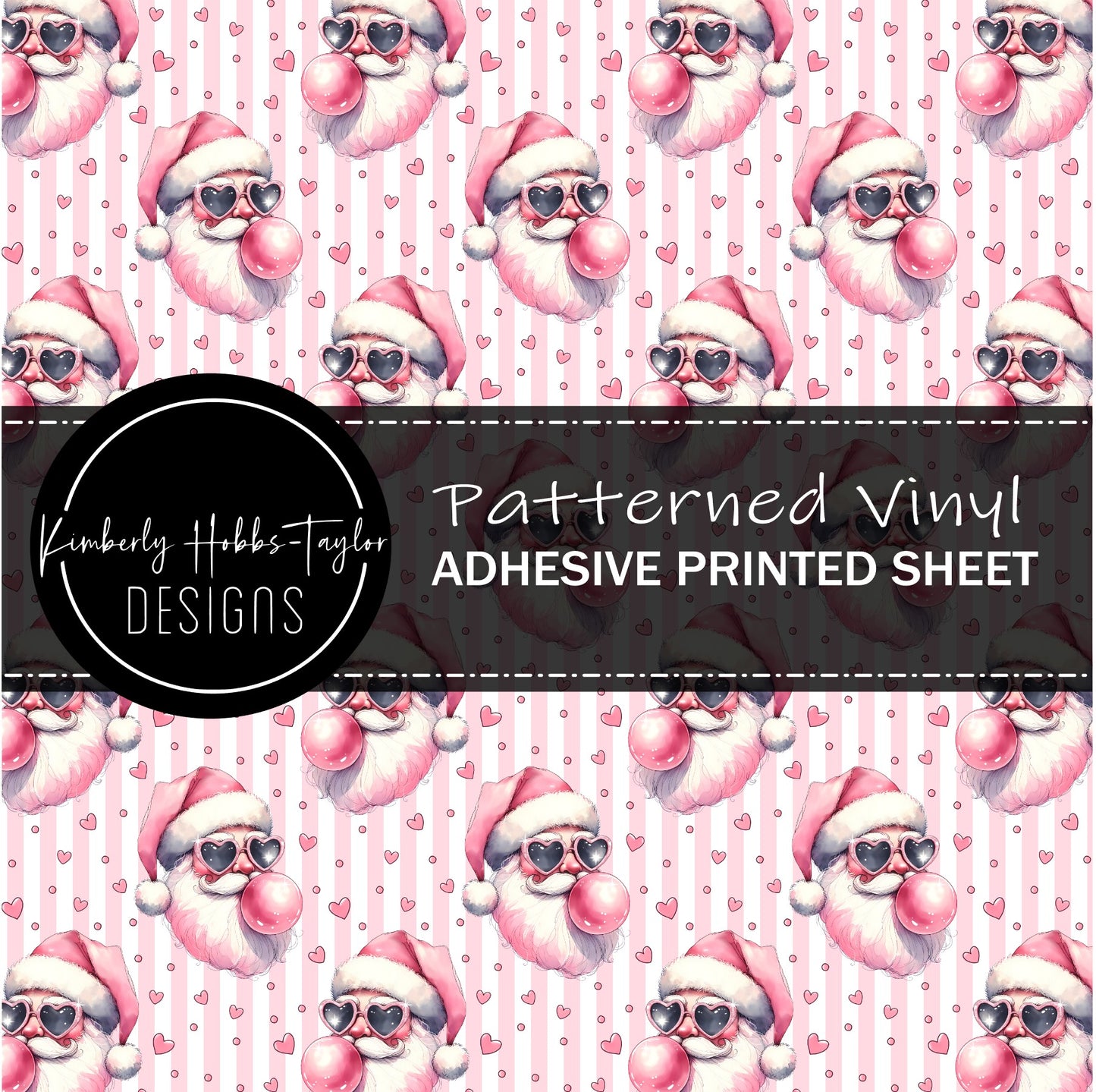 Bubble Blowing Santas with Hearts vinyl