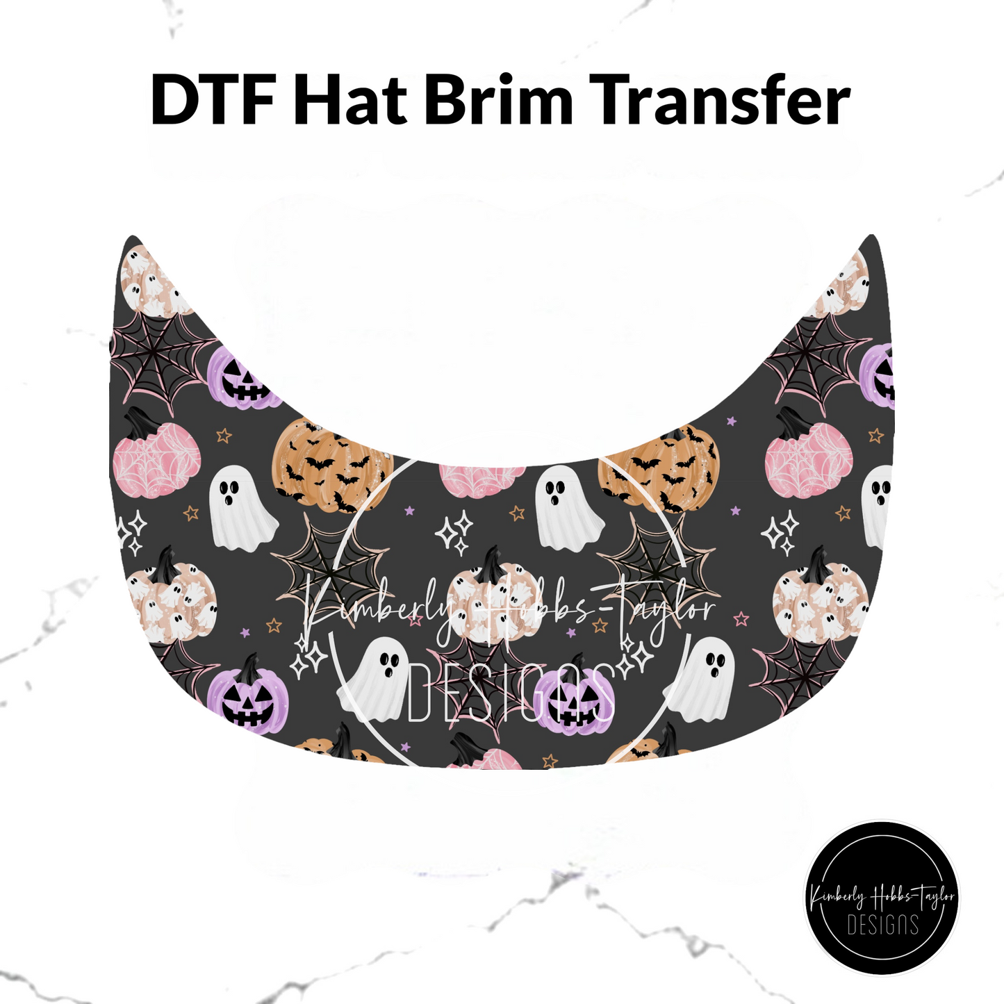 DTF Hat Brim Transfer - Pastel Pumpkins and Ghosts