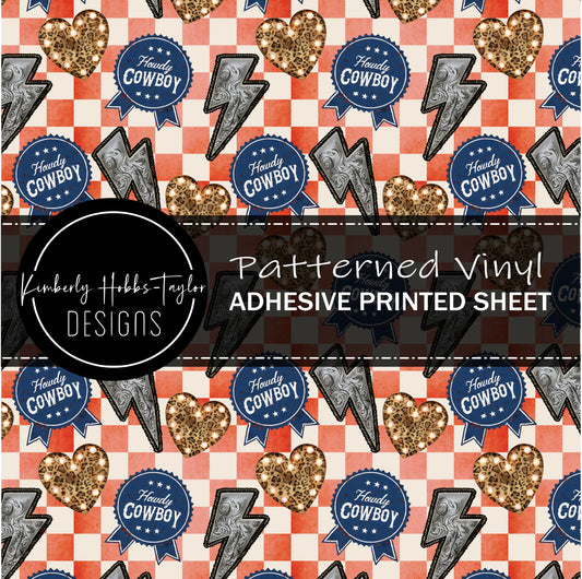 Howdy Cowboy Blue Ribbon Checkered vinyl