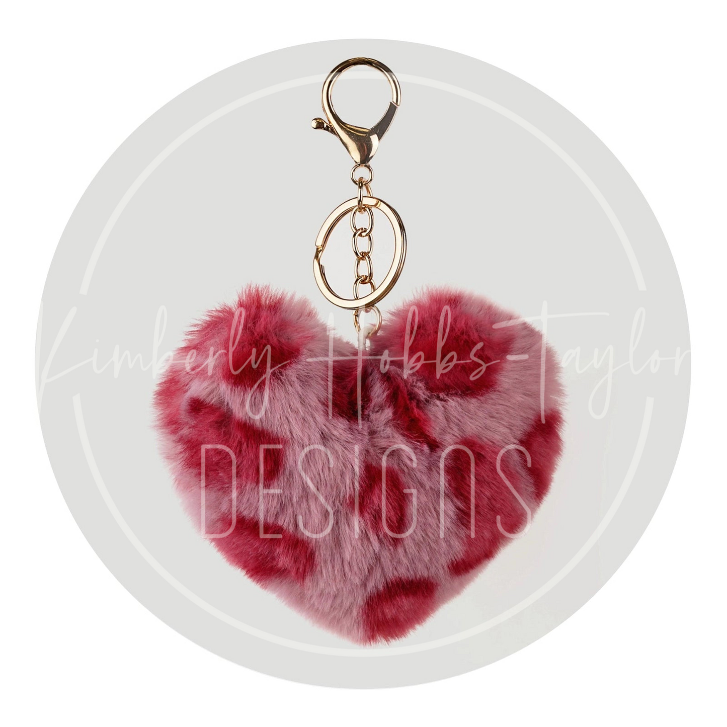 Fuzzy Heart Keychain with Hardware