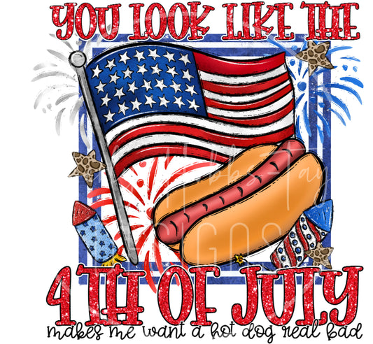 Hot Dog 4th of July decal