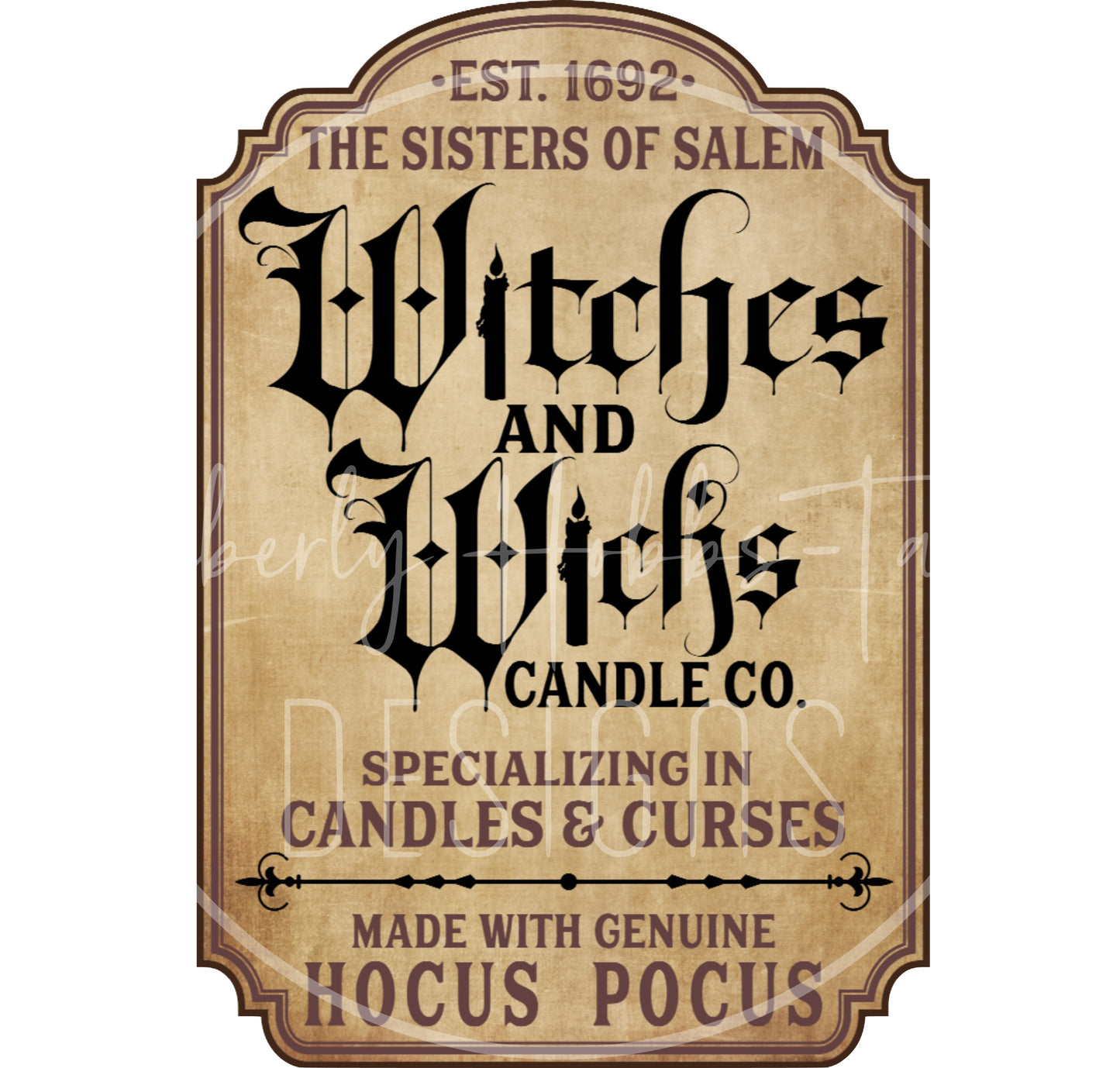 Witches and Wicks Decal - Tan version