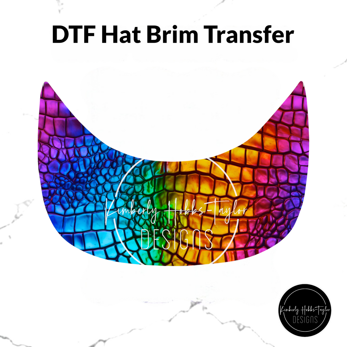 DTF Hat Brim Transfer - Alligator Rainbow Shift