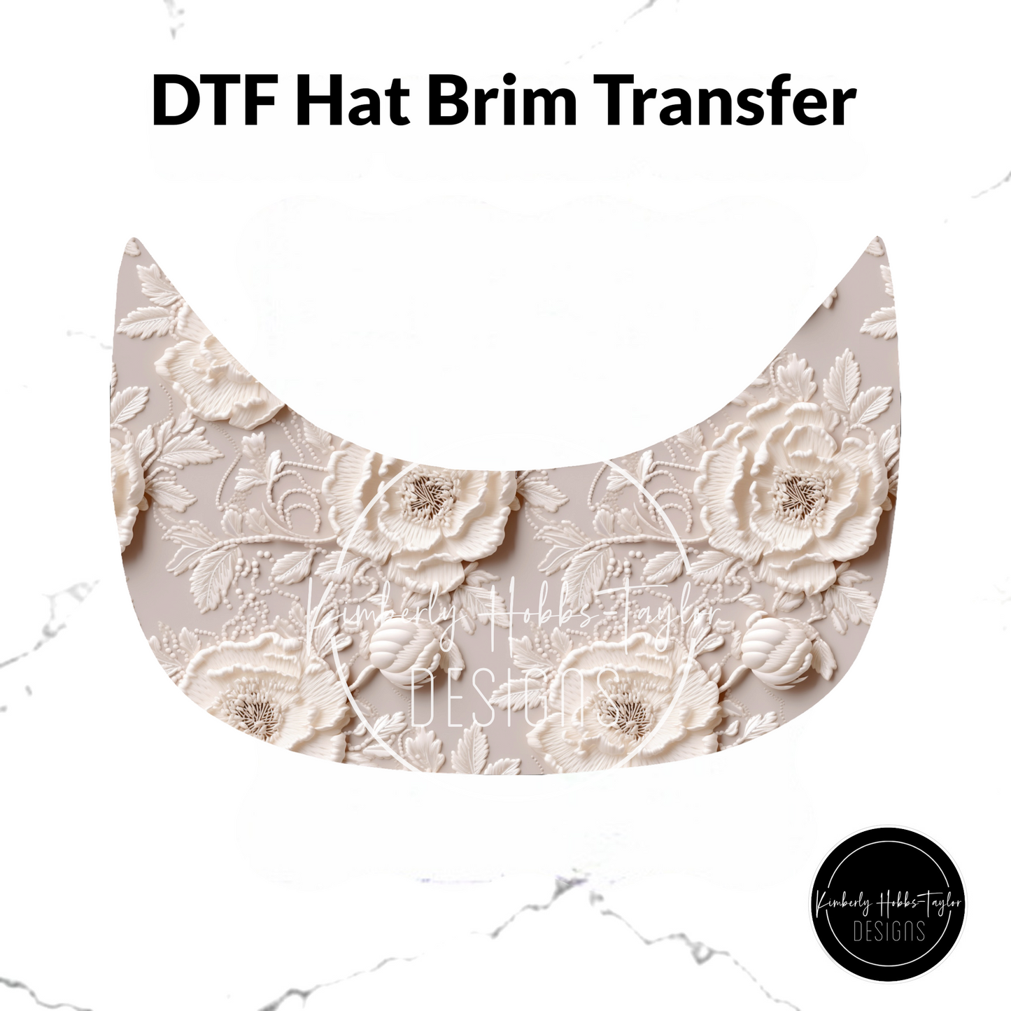 DTF Hat Brim Transfer - 3D Lace Flowers