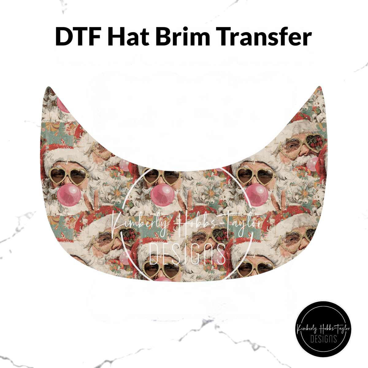 DTF Hat Brim Transfer - Vintage Santa Blowing Bubbles