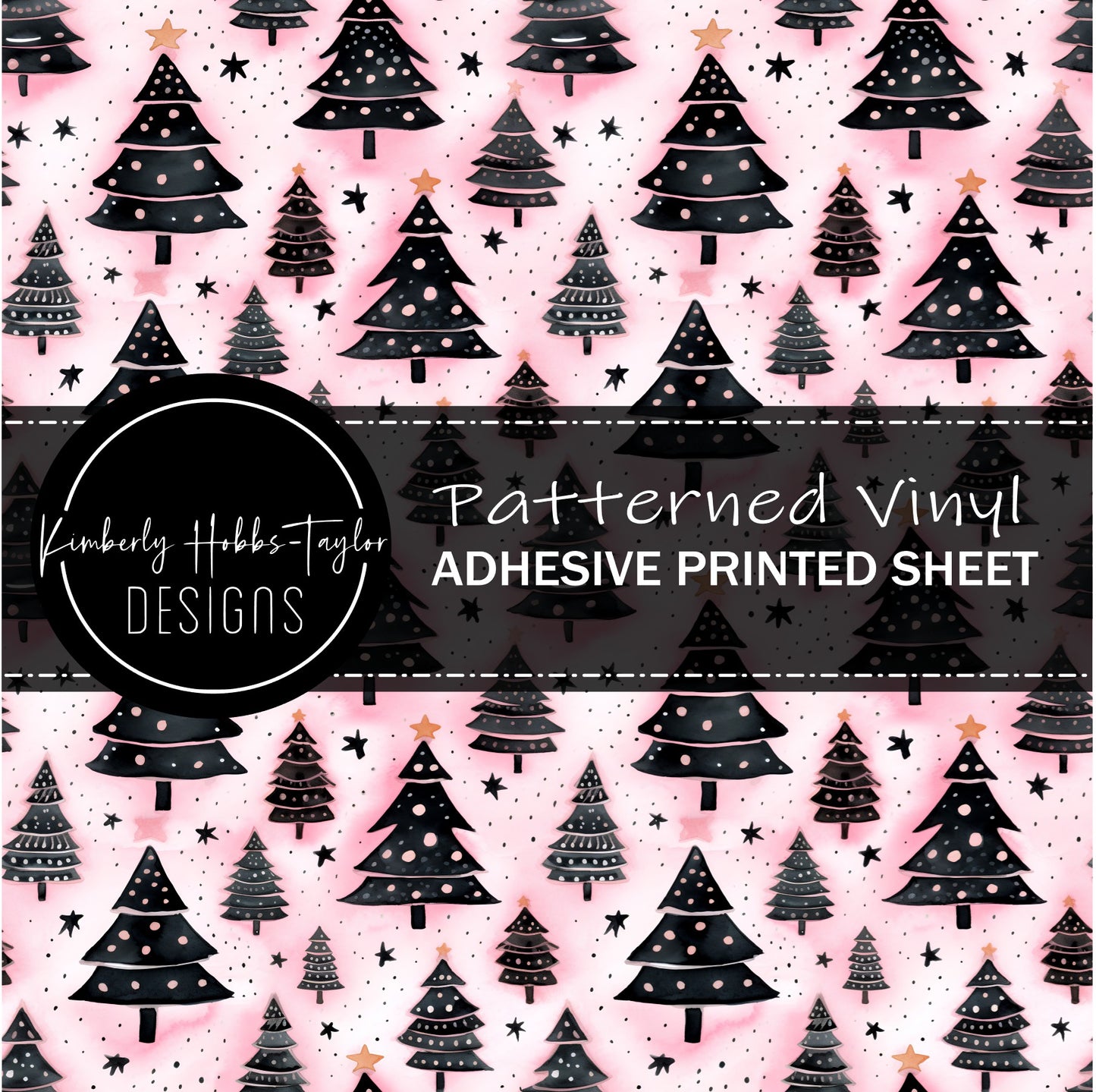 Pink Black Festive Trees vinyl