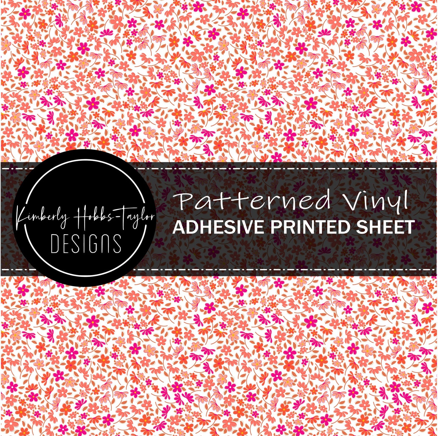 Pink Orange Ditsy Floral vinyl