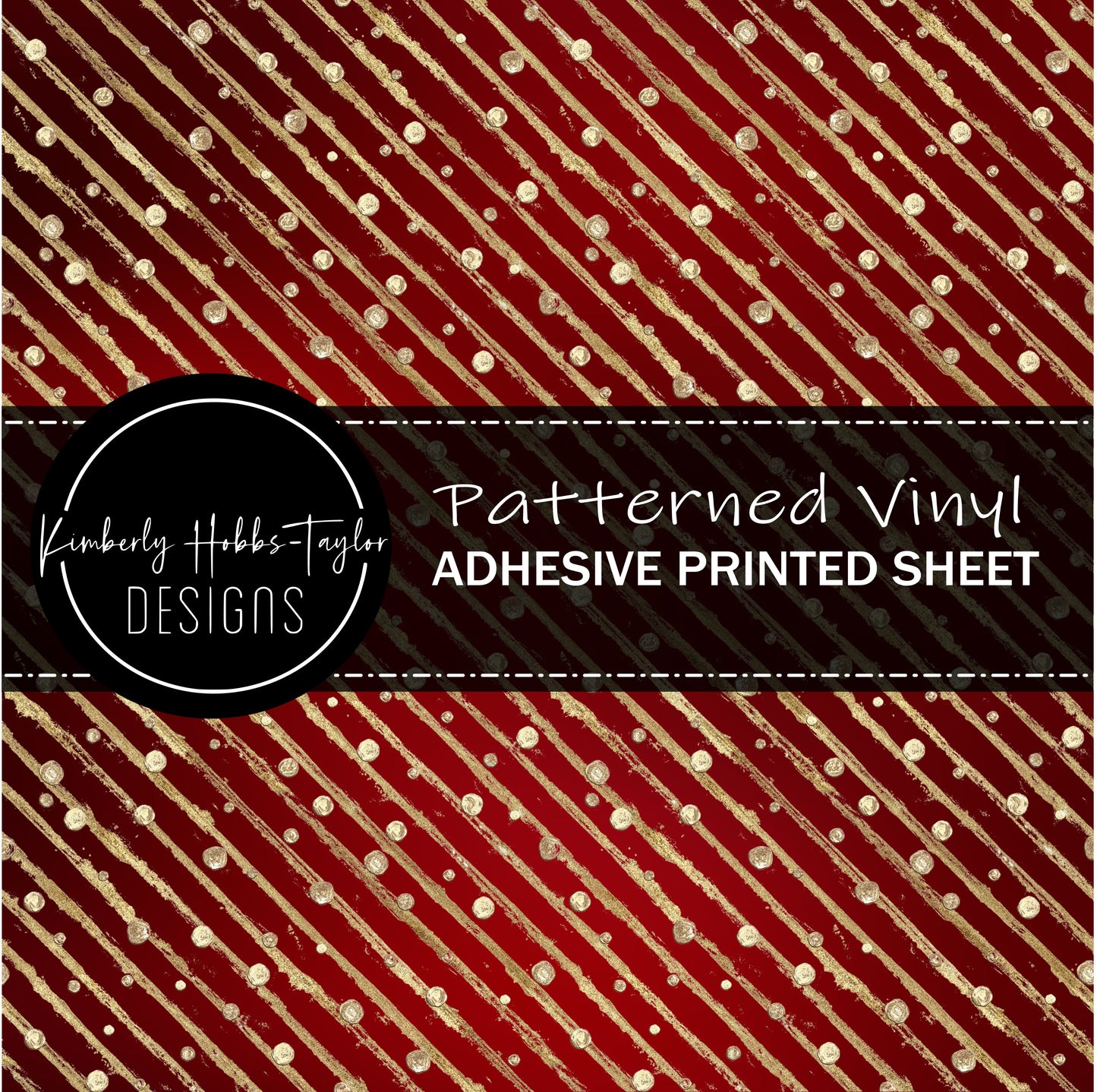 Red Gold Dots and Stripes vinyl