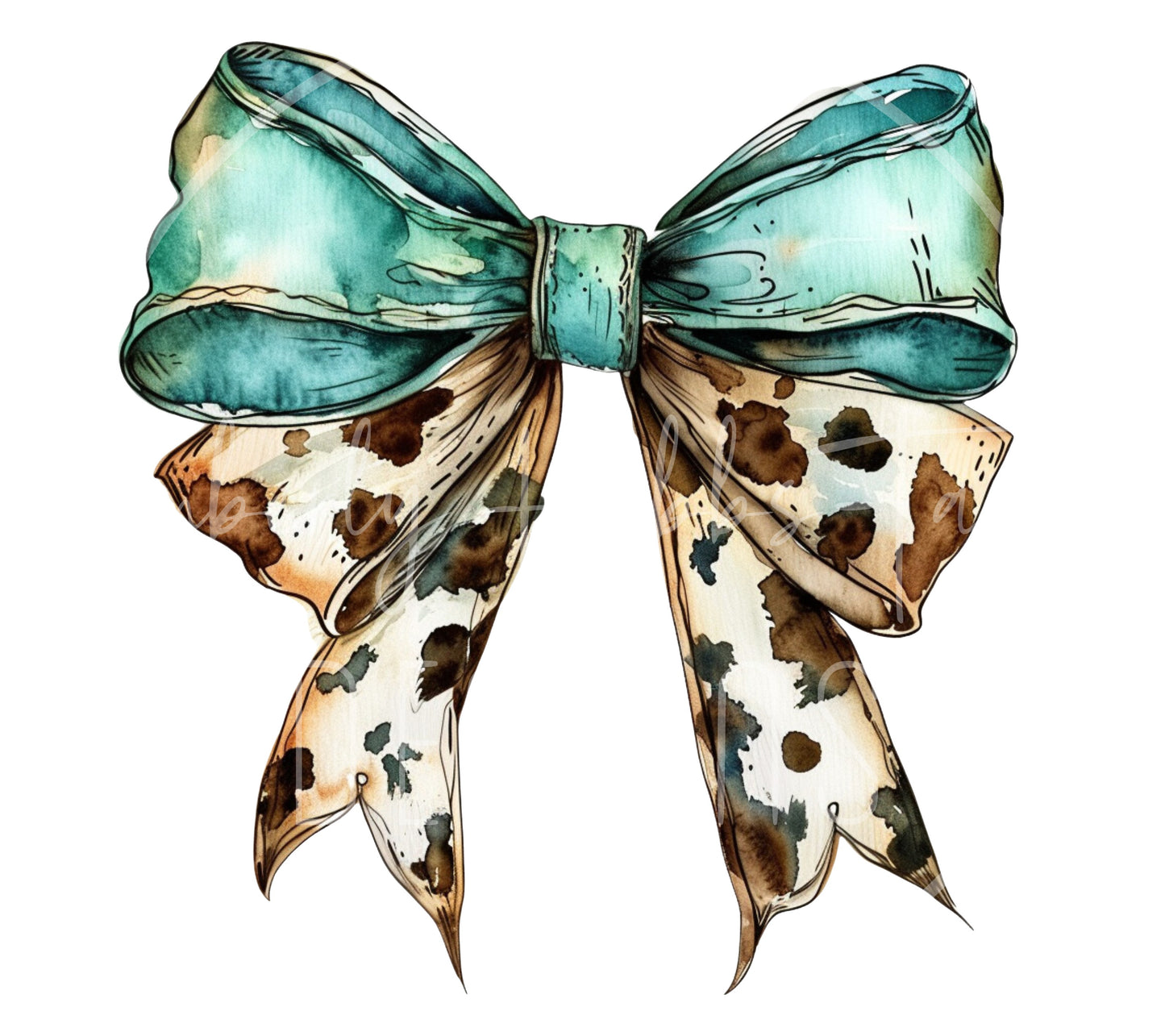 Turquoise Cow Print Bow decal