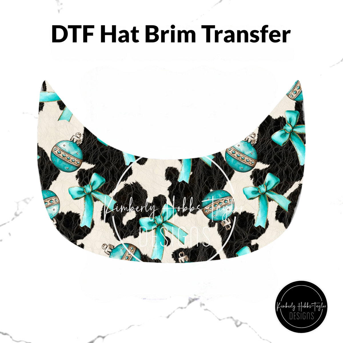 DTF Hat Brim Transfer - Western Christmas Cowhide