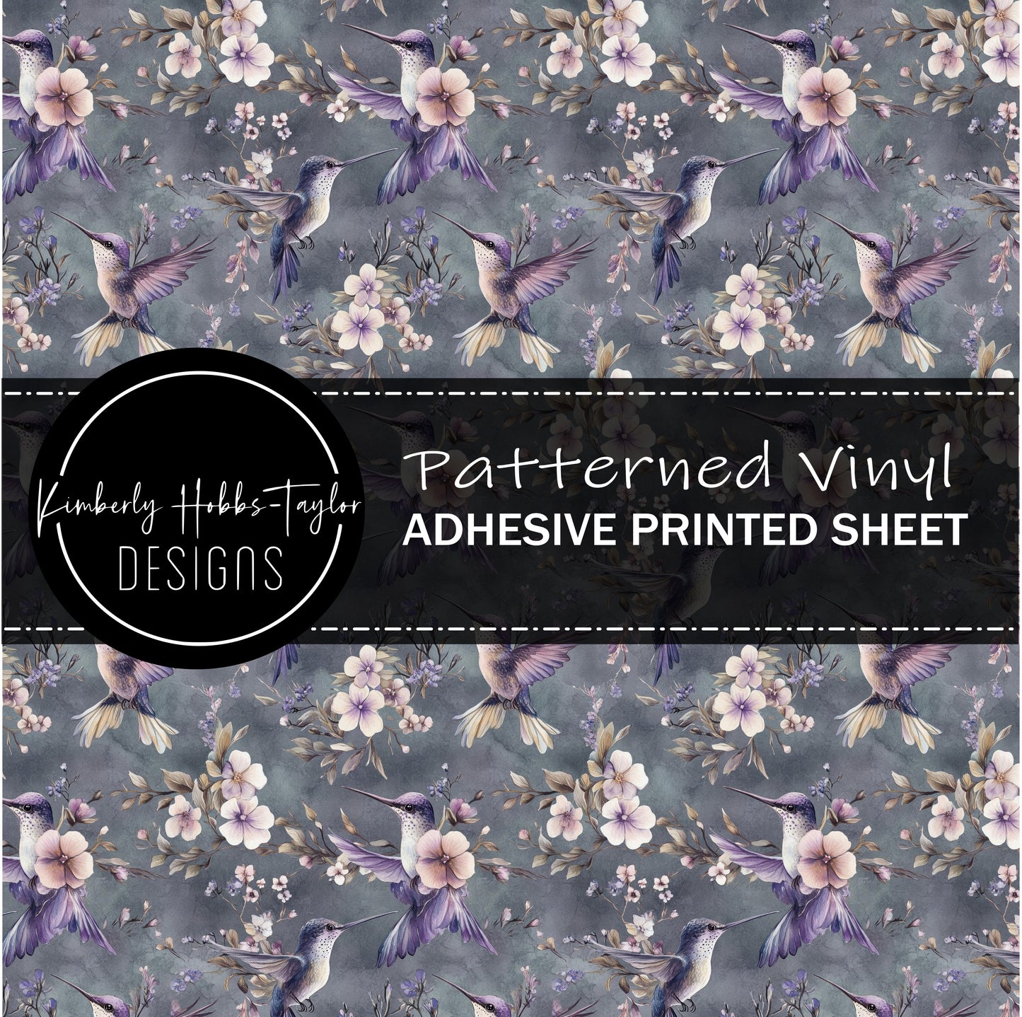 Purple Hummingbird Floral vinyl