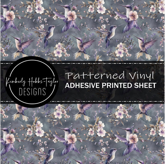 Purple Hummingbird Floral vinyl