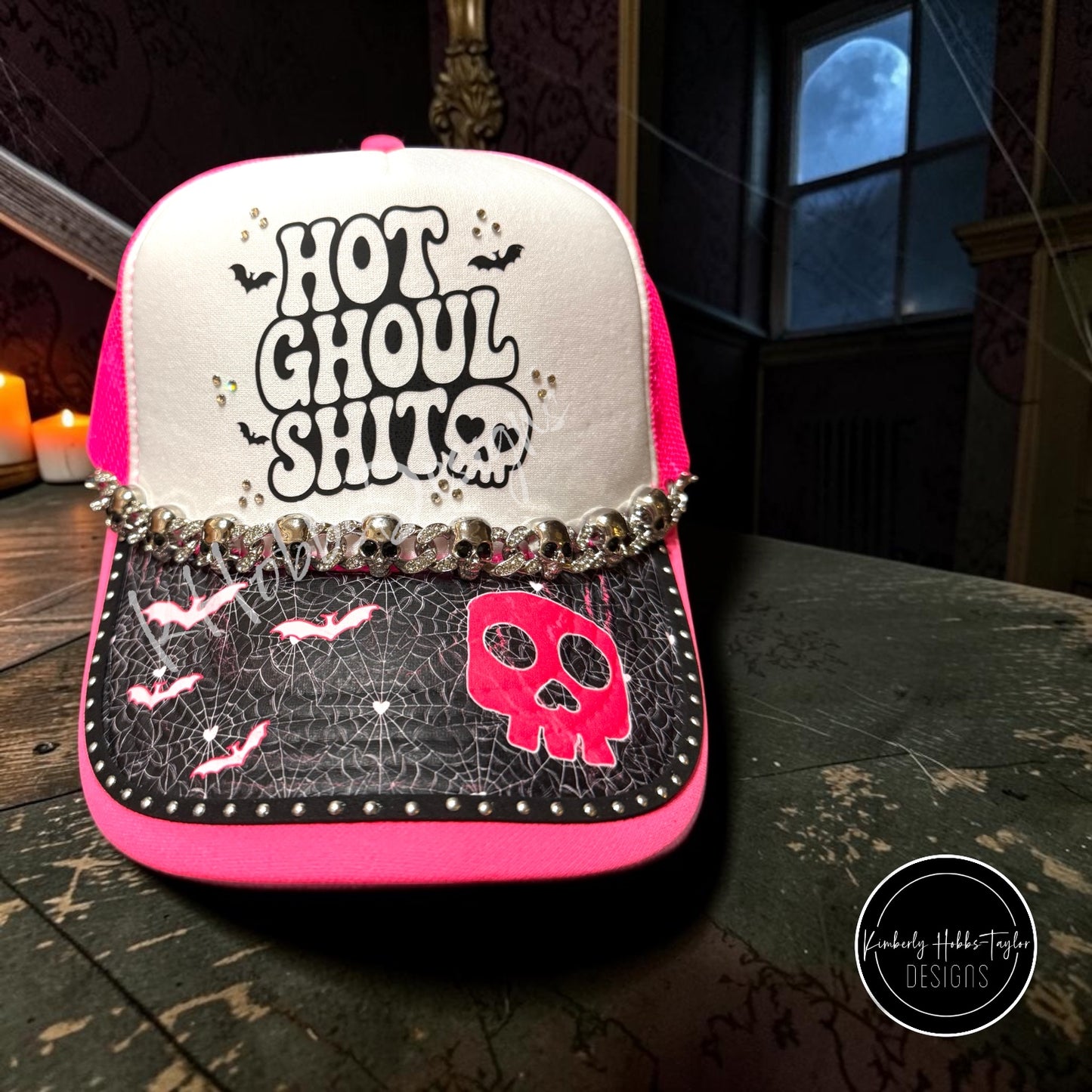 DTF Hat Brim Transfer - Bats and Bones - Choose Color