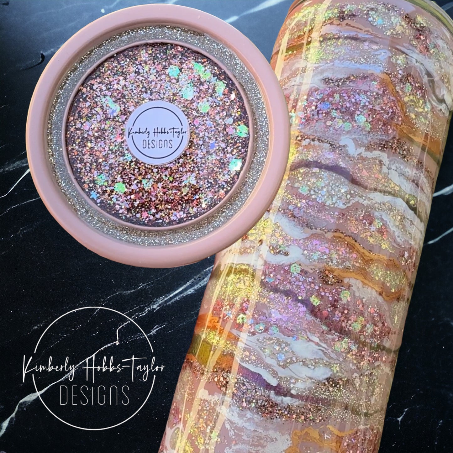 Blush Glitter Swirl Tumbler- 24oz