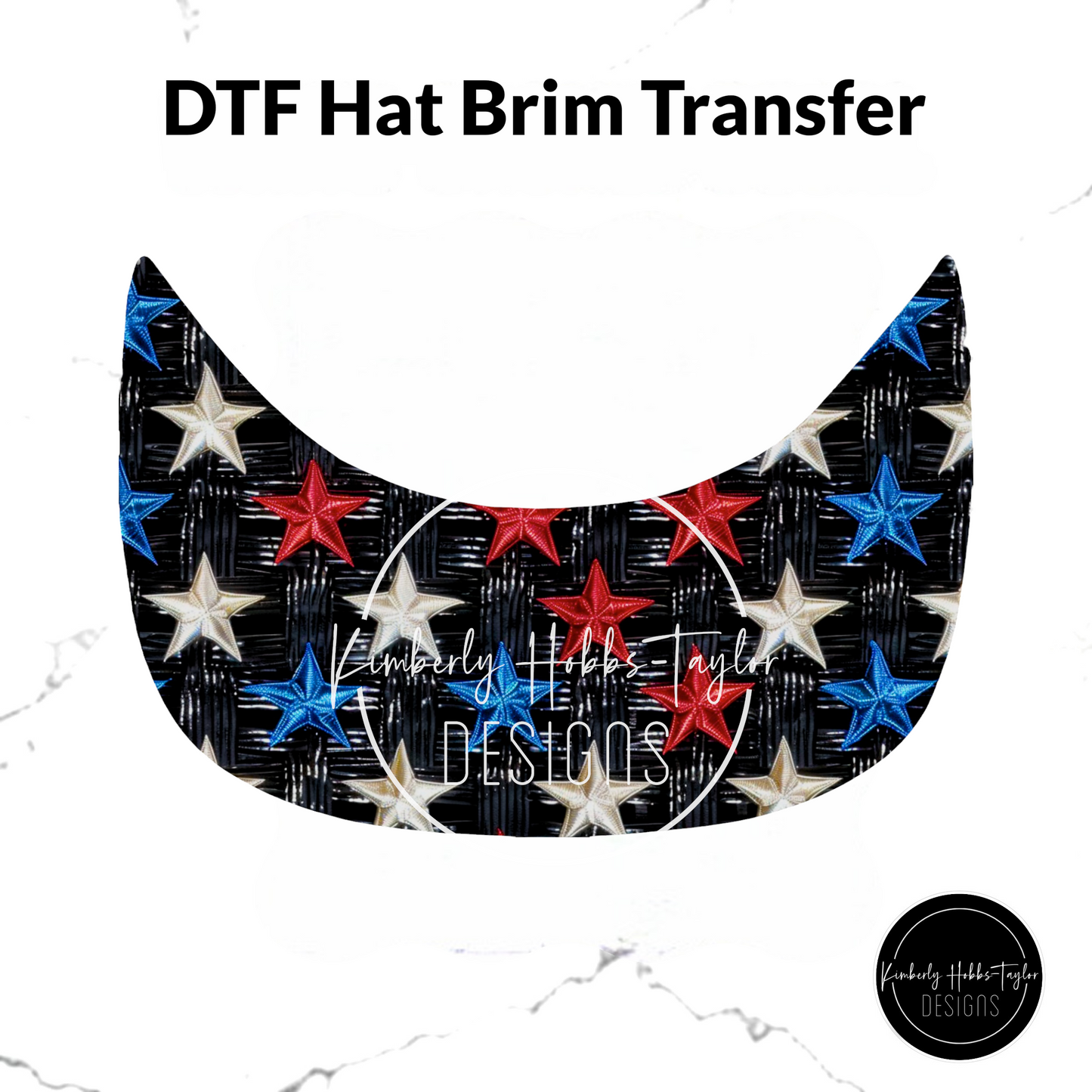 DTF Hat Brim Transfer - Embroidered Stars